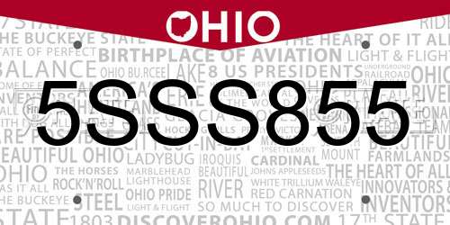 5SSS855 Ohio License Plate