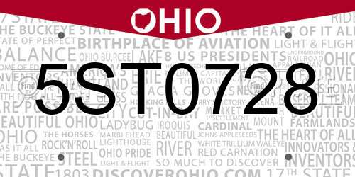 5ST0728 Ohio License Plate