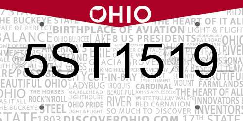 5ST1519 Ohio License Plate