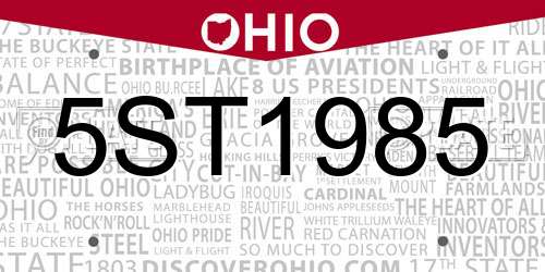 5ST1985 Ohio License Plate