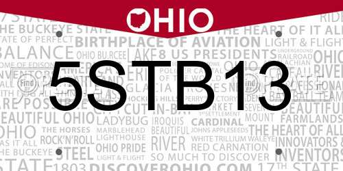 5STB13 Ohio License Plate
