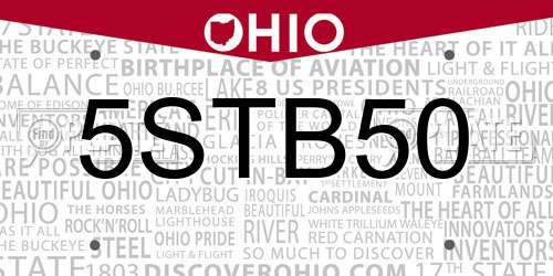 5STB50 Ohio License Plate