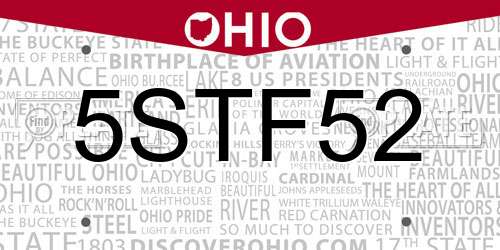 5STF52 Ohio License Plate