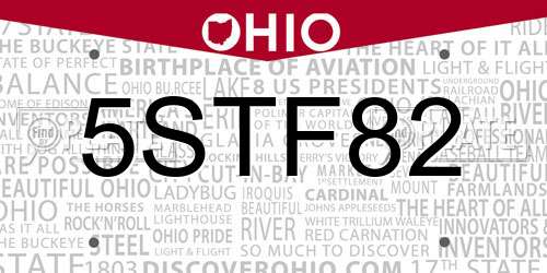 5STF82 Ohio License Plate