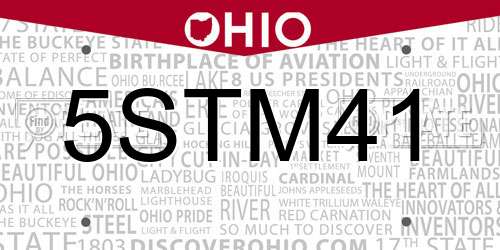 5STM41 Ohio License Plate