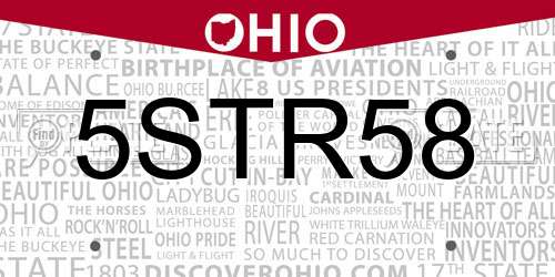 5STR58 Ohio License Plate