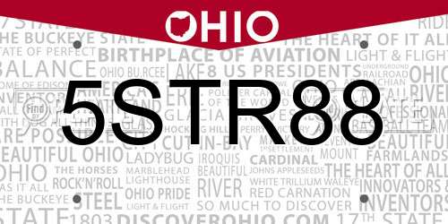 5STR88 Ohio License Plate