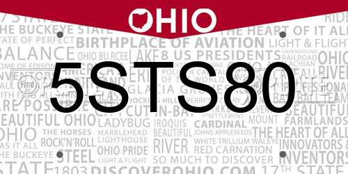 5STS80 Ohio License Plate