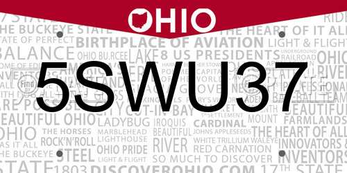 5SWU37 Ohio License Plate