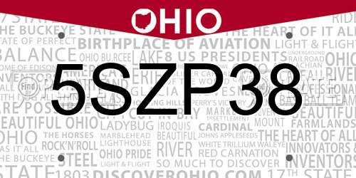 5SZP38 Ohio License Plate