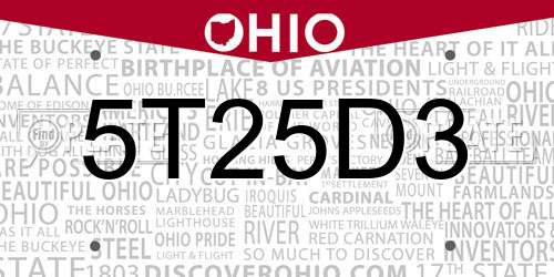 5T25D3 Ohio License Plate