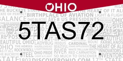 5TAS72 Ohio License Plate