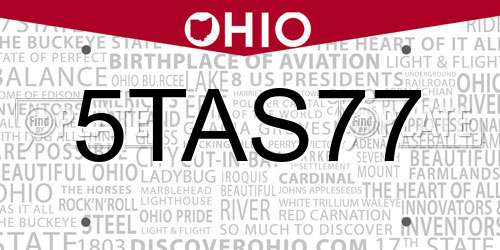 5TAS77 Ohio License Plate