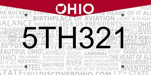5TH321 Ohio License Plate