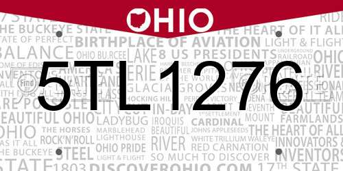 5TL1276 Ohio License Plate