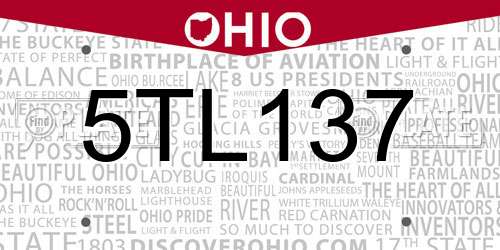 5TL137 Ohio License Plate
