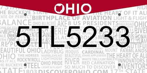 5TL5233 Ohio License Plate