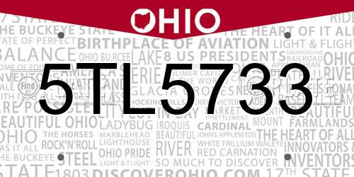 5TL5733 Ohio License Plate