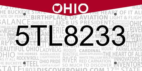 5TL8233 Ohio License Plate