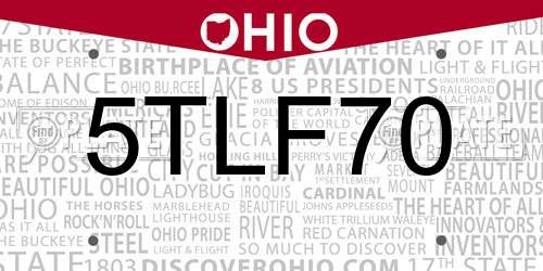5TLF70 Ohio License Plate