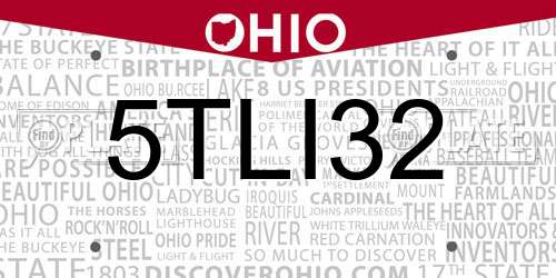 5TLI32 Ohio License Plate