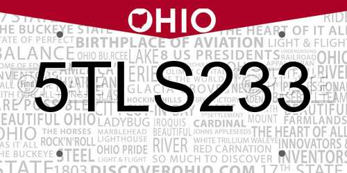 5TLS233 Ohio License Plate