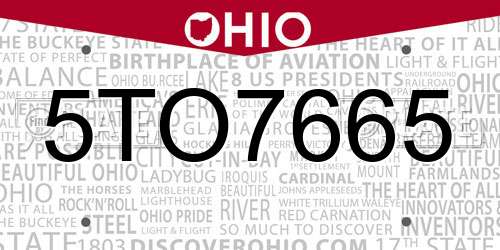 5TO7665 Ohio License Plate