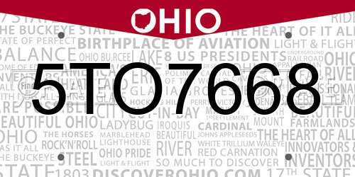 5TO7668 Ohio License Plate