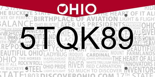 5TQK89 Ohio License Plate