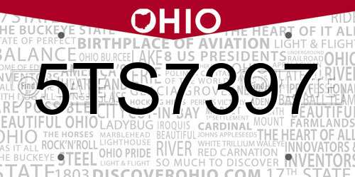 5TS7397 Ohio License Plate