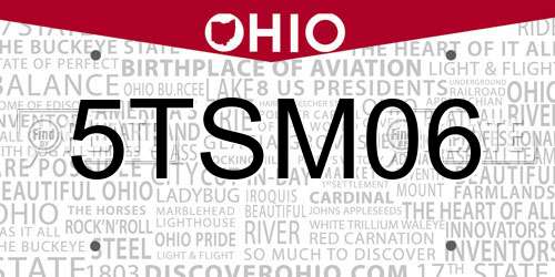 5TSM06 Ohio License Plate