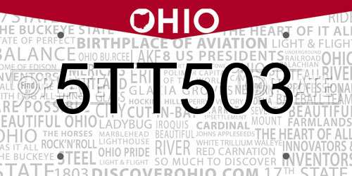 5TT503 Ohio License Plate