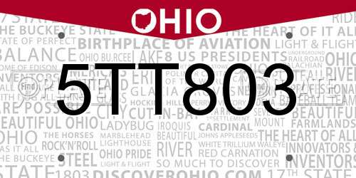 5TT803 Ohio License Plate