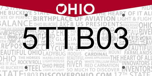 5TTB03 Ohio License Plate