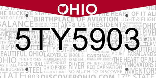 5TY5903 Ohio License Plate