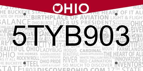 5TYB903 Ohio License Plate