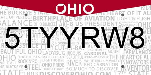 5TYYRW8 Ohio License Plate