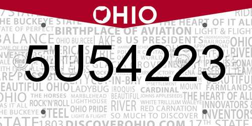 5U54223 Ohio License Plate