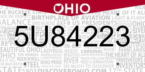 5U84223 Ohio License Plate