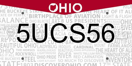 5UCS56 Ohio License Plate