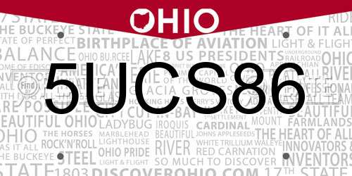 5UCS86 Ohio License Plate