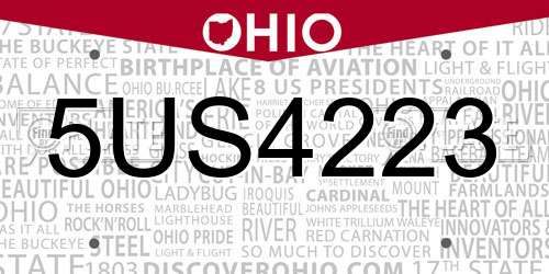 5US4223 Ohio License Plate