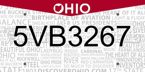 5VB3267 Ohio License Plate