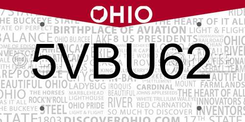 5VBU62 Ohio License Plate