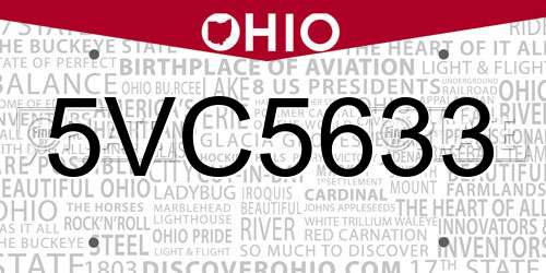 5VC5633 Ohio License Plate
