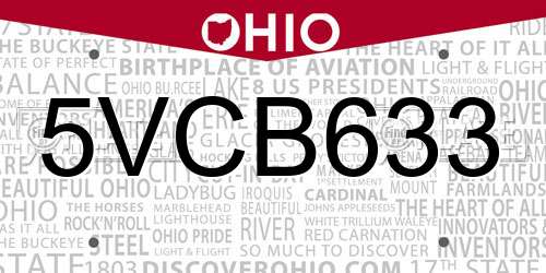 5VCB633 Ohio License Plate