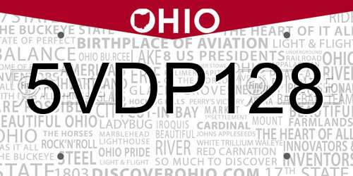5VDP128 Ohio License Plate