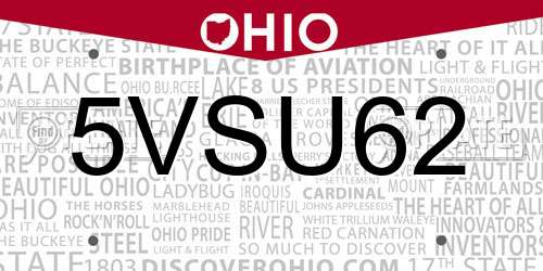 5VSU62 Ohio License Plate