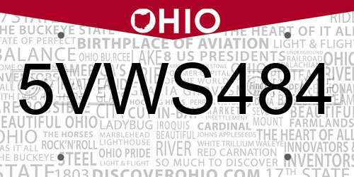 5VWS484 Ohio License Plate
