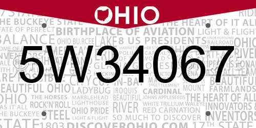 5W34067 Ohio License Plate